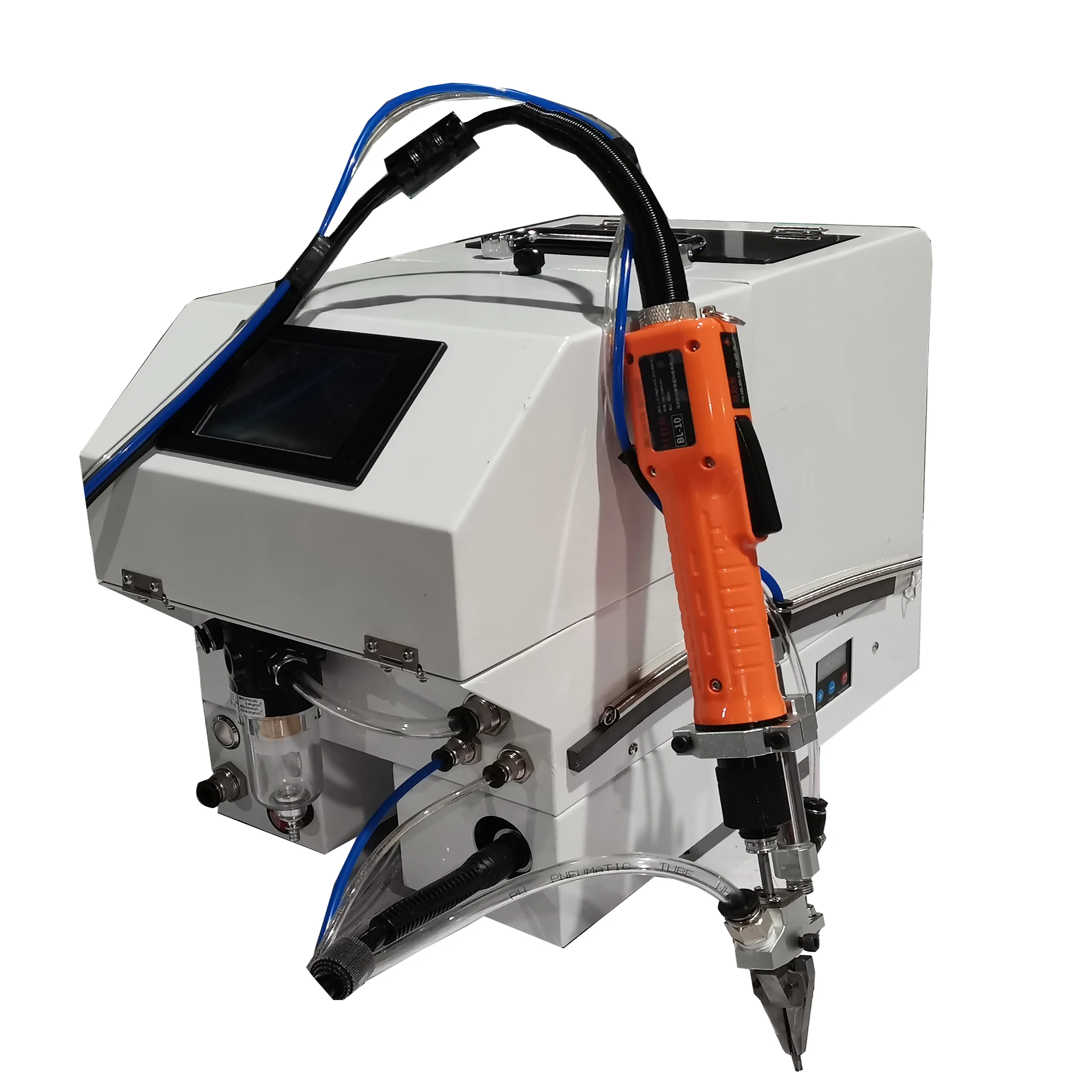 Handheld screwdriver to tighten glasses with automatic screw feeding system