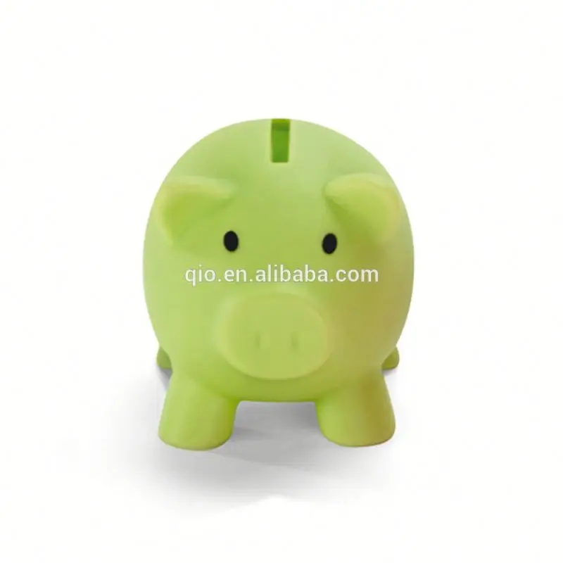 piggy shaped plastic pvc coin bank and money box coin can with bottom lid