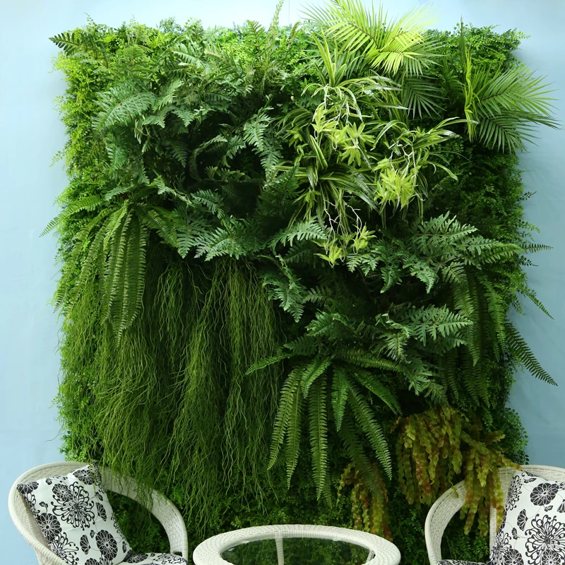 Customized Wedding Backdrop Pink Rose Orange Leaves Wall Hanging Plastic Ferns Artificial Vertical Garden Wall Plant