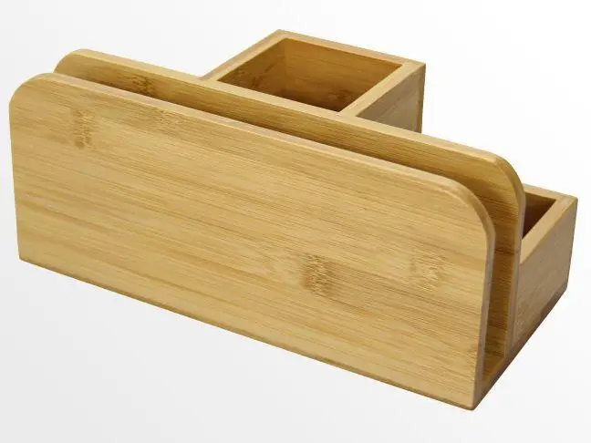 Bamboo office supplies organizer box wooden storage trays for pen, pencil, small tools