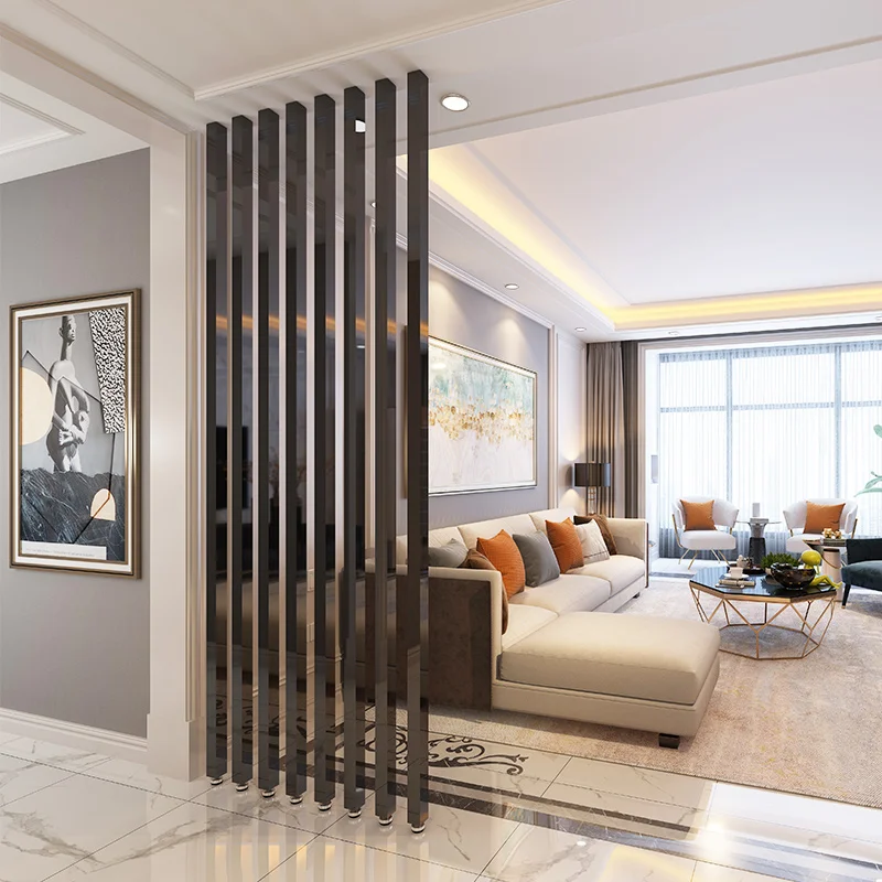 Customized Metal Pillar Luxury Living Room Partition Shiny Gold Modern Interior Decorative Room Divider