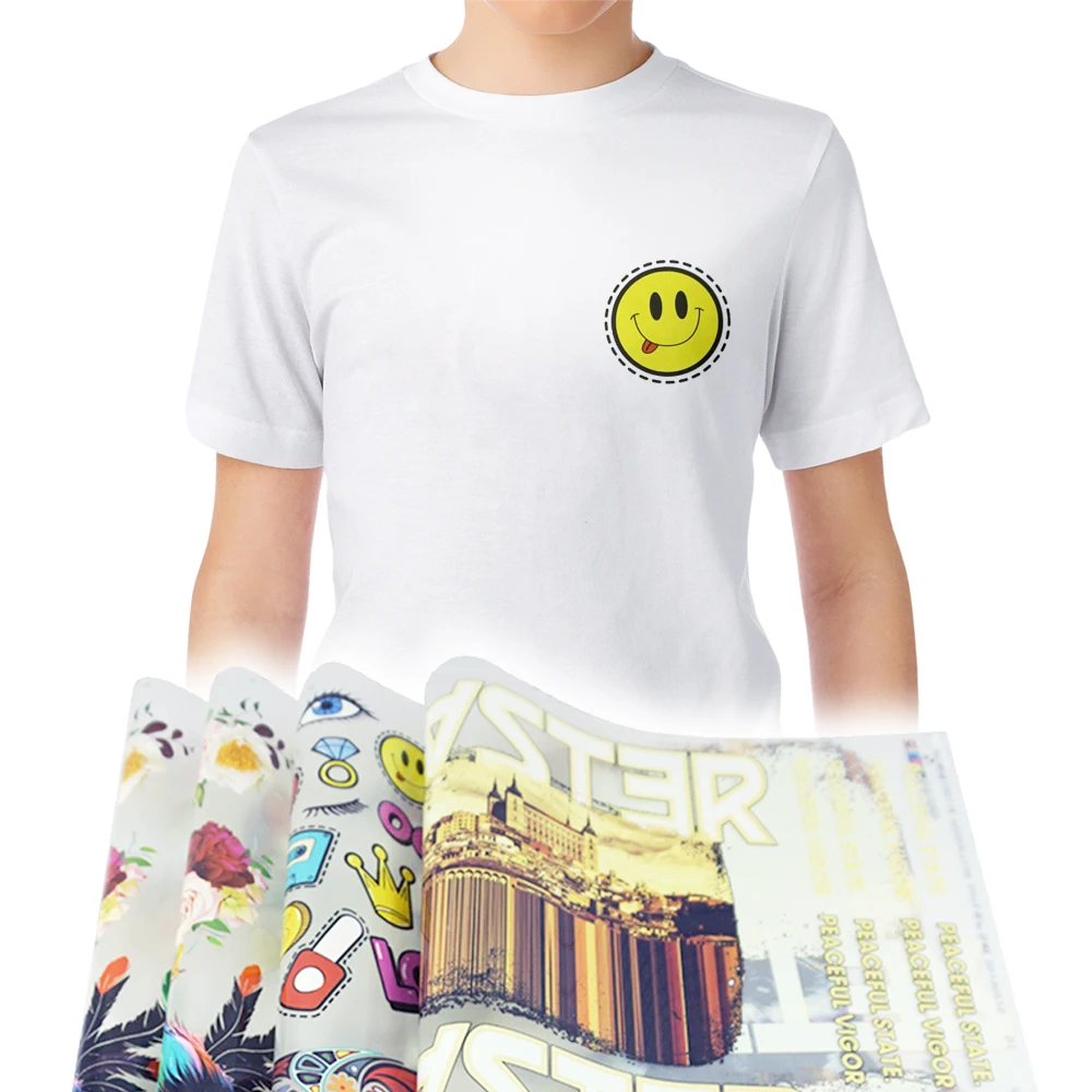 Custom pattern colors sizes dtf screen print plastisol heat transfers for t-shirts