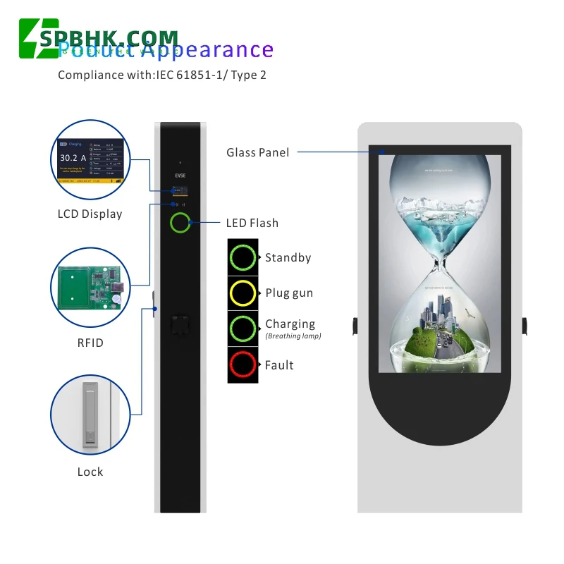 Wholesale Electric Car Level 2 Fast Rfid Ev Car Charger Station, LCD Screen Type  Ac Portable Ev Charge