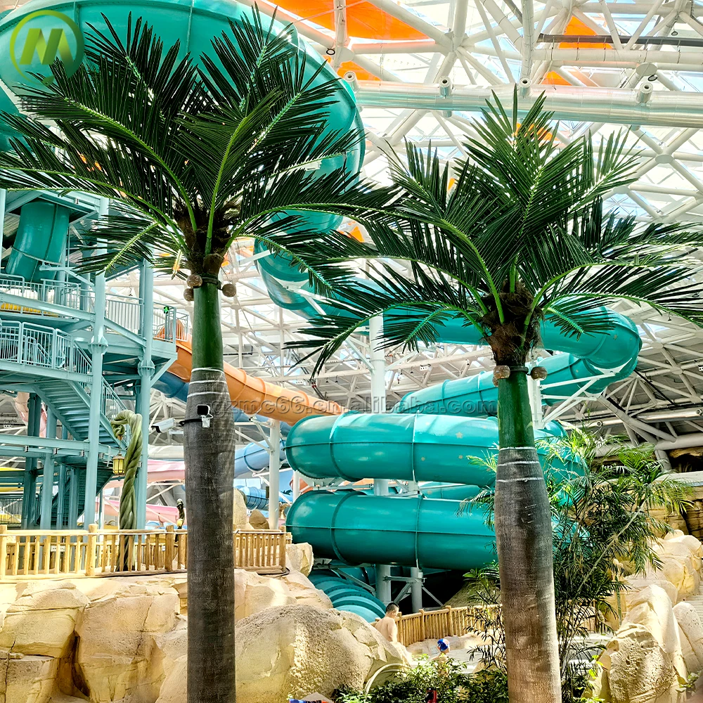 Large Simulated Fiberglass Coconut Tree King Faux Plant Artificial King Palm Tree For Indoor Outdoor Decorative