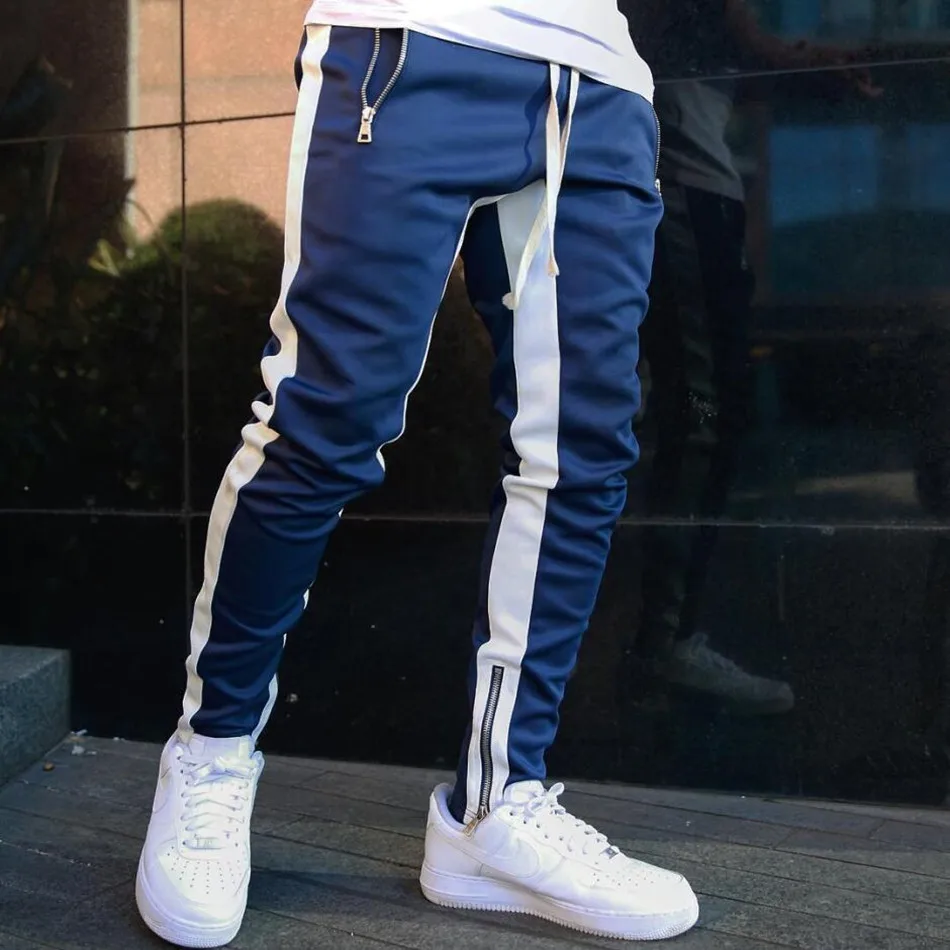 Custom LOGO Cotton Men Joggers wear Side Stripe Tracksuits pants Casual street wear Fitness sweat Pants sport wear trousers men