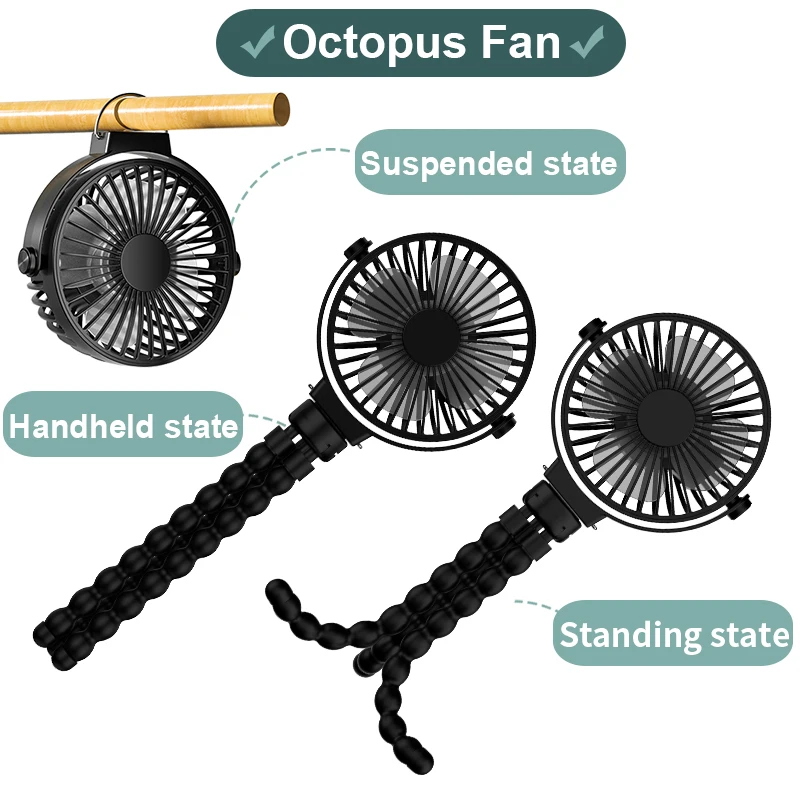 Mini Usb Foldable Fan Standing Table Recharging Flexible Tripod clip Fan Desktop Air Cooler Fan