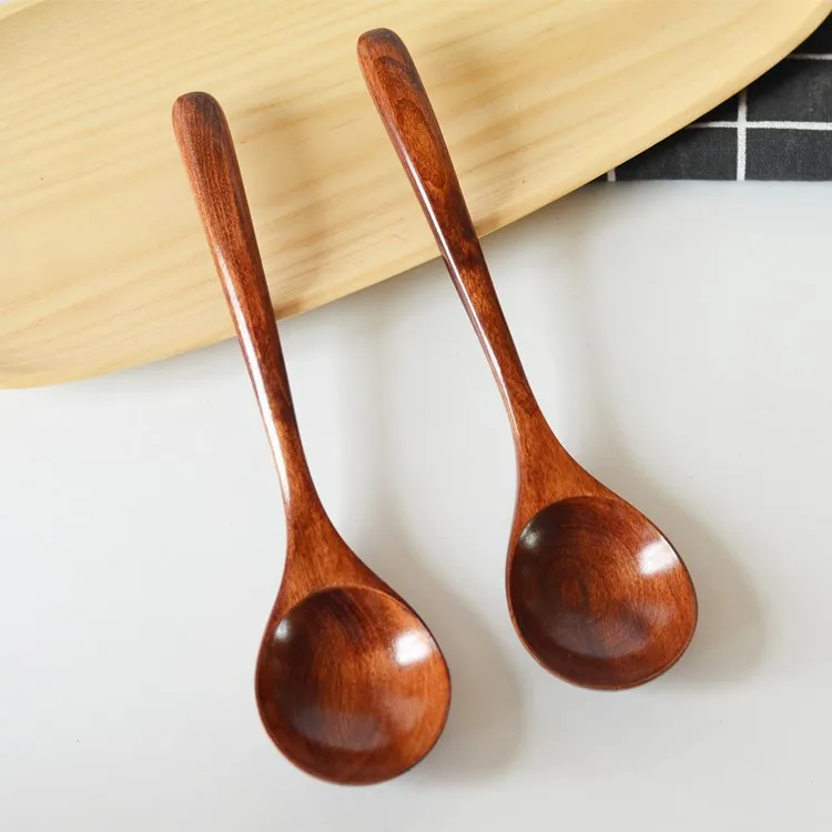 Factory Wholesale High Quality Kitchen Long Handle Wooden Spoon Edible Soup Spoon Customizable Logo Eco Friendly Wooden Spoon