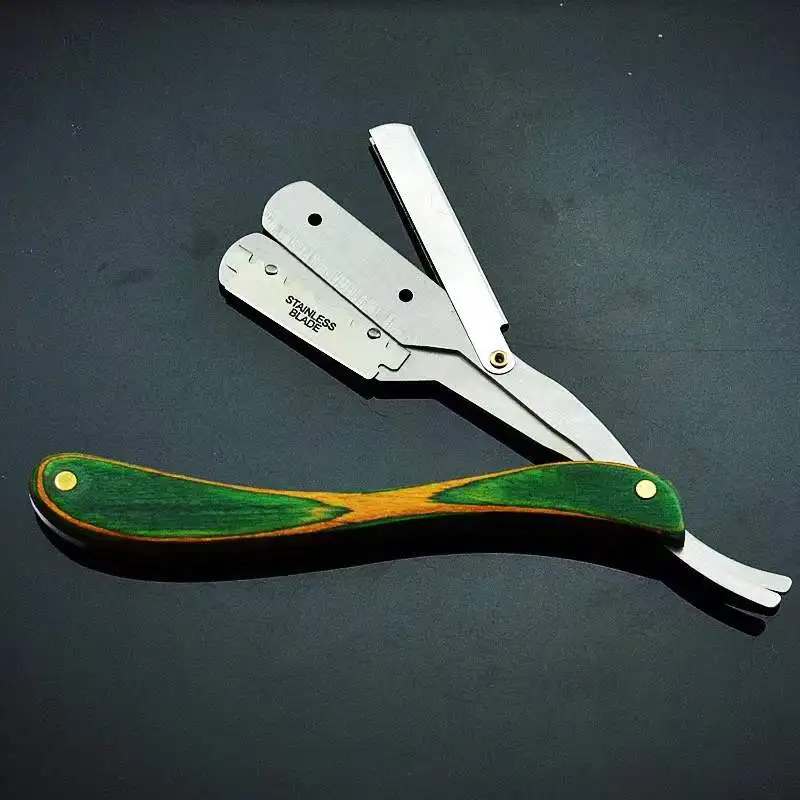 Barber Razor Private Label Wooden Handle Cut face Razor Replaceable Single Blade Barber Shaving Straight Razor