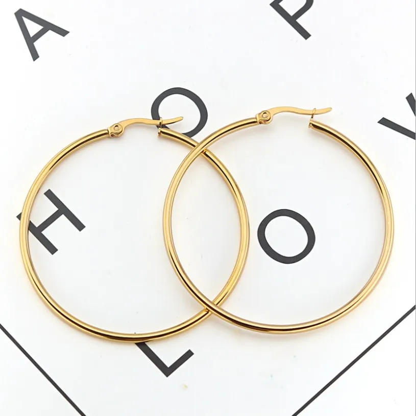 
High quality multicolor multiple sizes customizable titanium steel hoop earring 