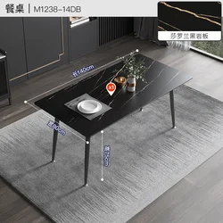 Marble Top Dining Table And Chairs Metal Modern Luxury Dinning Room Furniture New Household Rectangular Marble Dining Tables Set