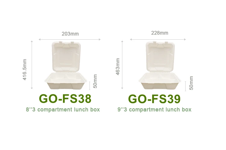 Renewable Compostable Sugarcane Bagasse Tableware Food Tray Biodegradable