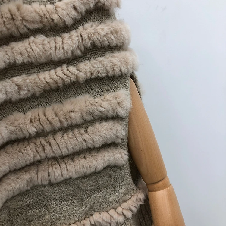 Популярные высококачественные теплые шали из натурального кроличьего меха и лисьего меха для женщин на зиму