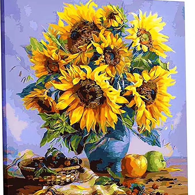8x10 Рисование Настенный декор картина маслом по номерам черно-белая для взрослых и детей рисование подсолнуха