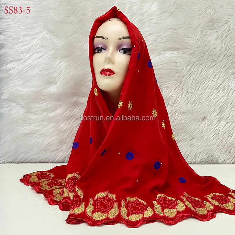 SS83  High Quality African Women Scarfs Soft  Net Heavy Chiffon Scarfs for pray scarfs