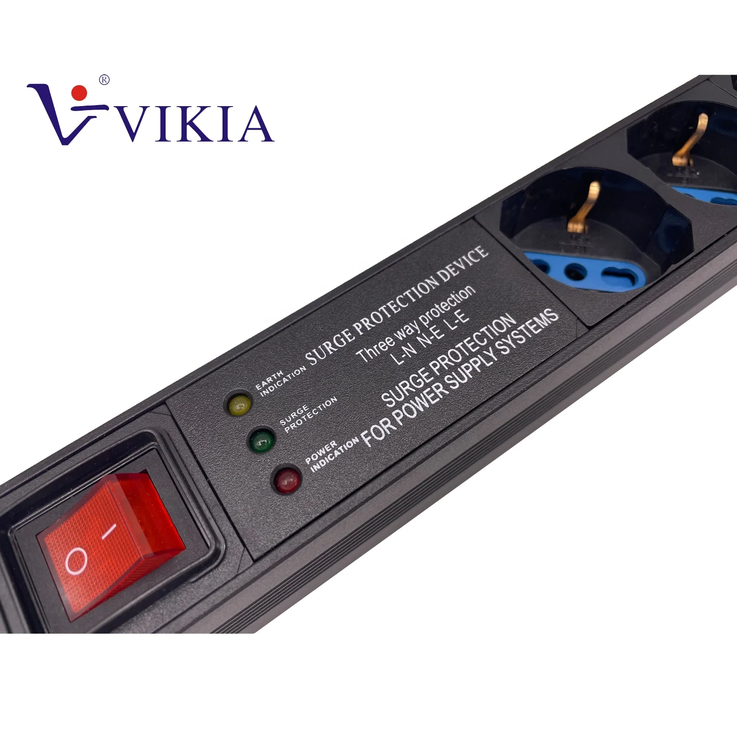  1U 3 LED surge protected Schuko/ITA