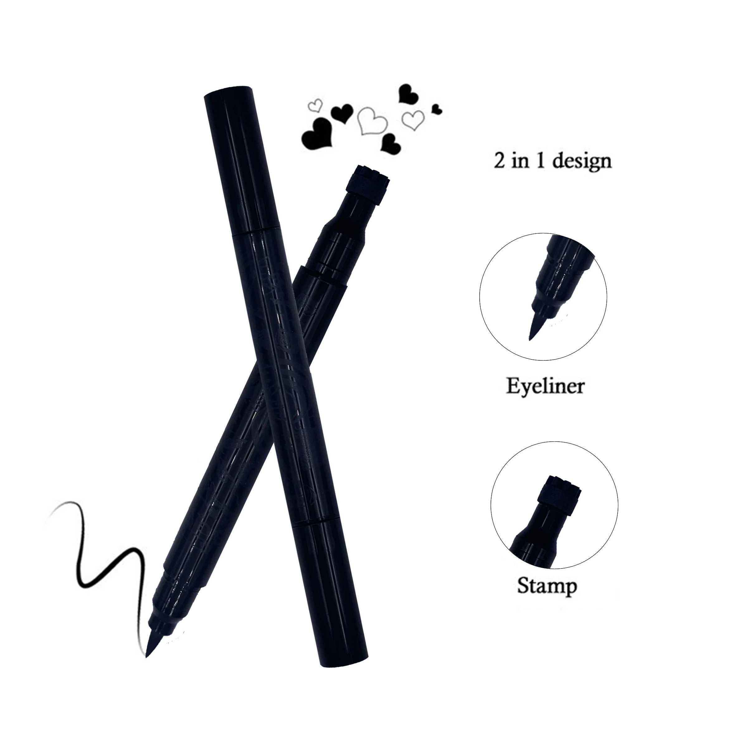 Cosmetic Pen 2 in 1 Eyeliner Stamp Black Liquid Eyeliner Private Label Custom Logo Wholesale Long Lasting colors eyeliner