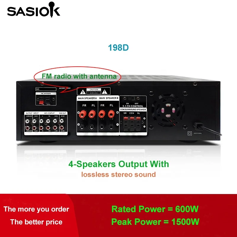 14-Band EQ Mic echo/delay 198D BT/USB/SD/MMC/AUX audio input stereo blue-tooth karaoke amplifier speaker Professional FM/LED.