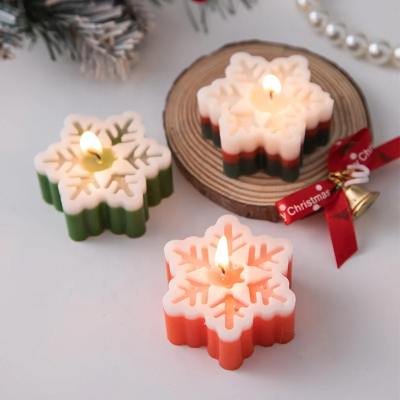 Wholesale Christmas Scented Candles Gift Creative Handmade Snowflake Shape Winter Scented Candles