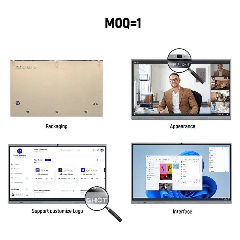 Meeting Education Display Smart Touch Screen Board 110/98/86/75/65/55 Inch LCD Interactive Whiteboard