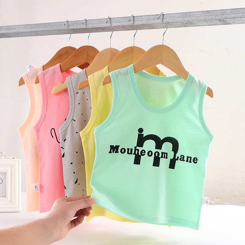 
2021 new baby summer cartoon pure cotton sleeveless baby vest clothes 