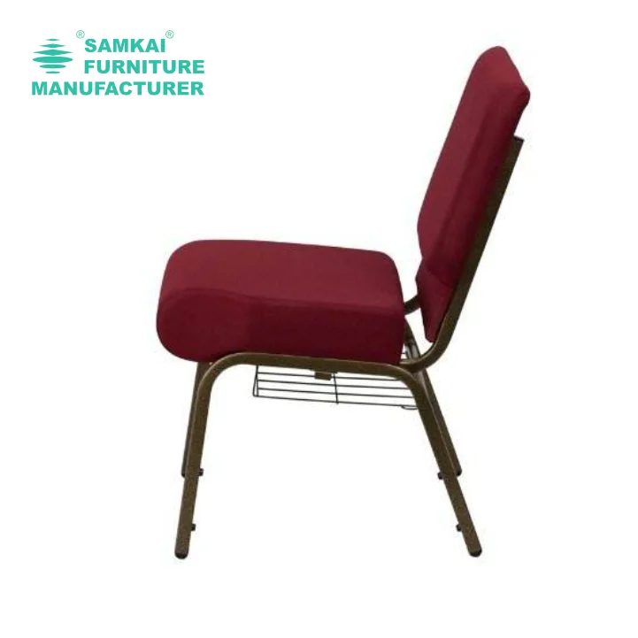 SK-YHY-E001 Quality Metal Stackable Church Chairs with Comfort Padding Interlocking Design for Worship Auditoriums USA Wholesale