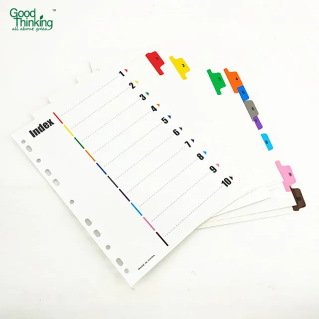School office Stationery 10 Tab Manila Assorted 10 Color A4 Index Tab Paper Divider File Folder