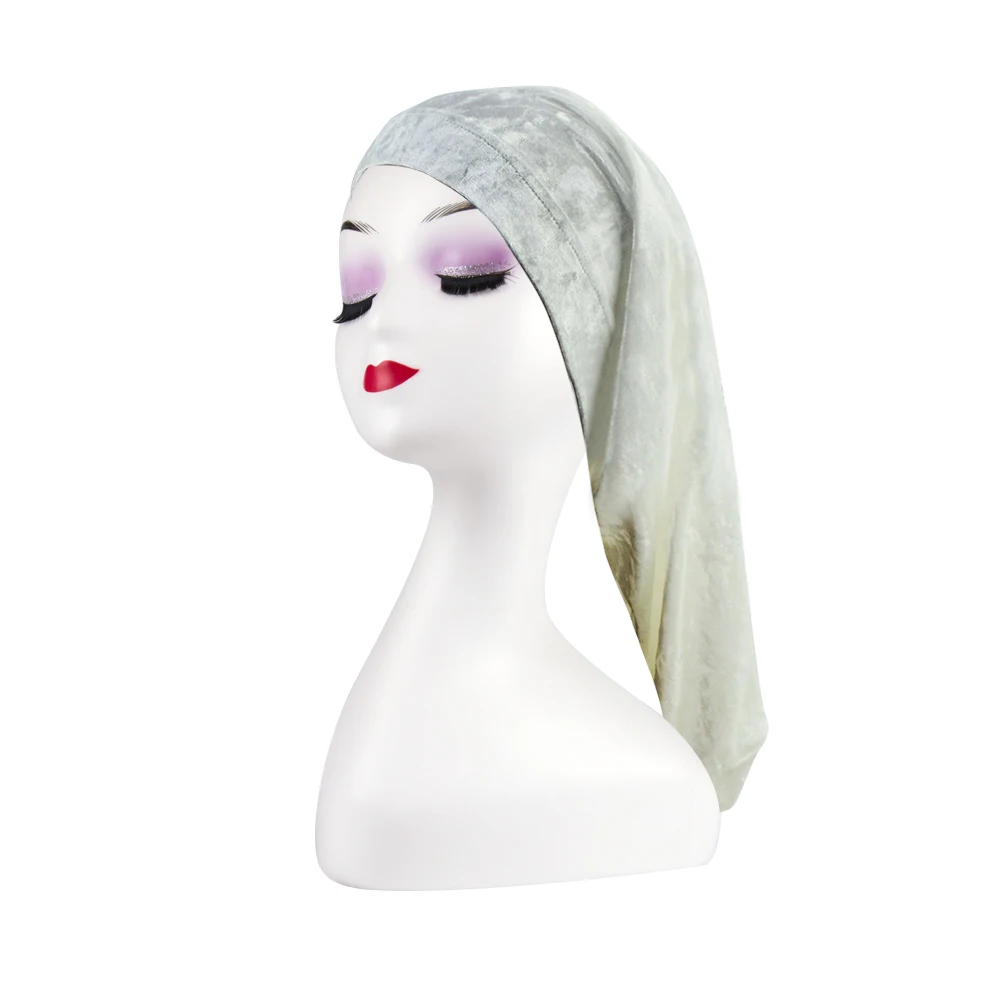 Vendor wholesale extra long luxury velvet bonnet women head tie for curly braids dreadlocks long hair