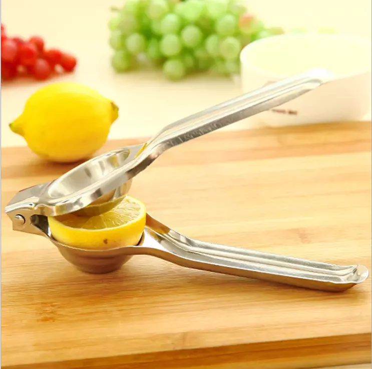 Kitchen Accessories Gadgets Silver Stainless Steel Press Handled Manual Juicer Lemon Lime  Lemon Clip Squeezer