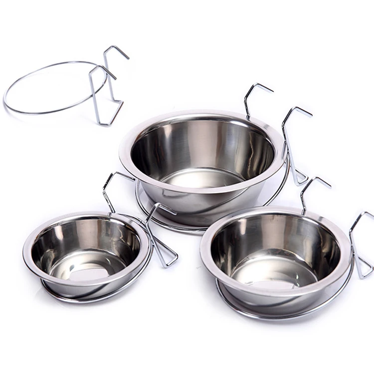 Amazon Hot Sale High Quality Durable Prevent Upsetting Hook Hung Stainless Steel Pet Hanging Bowl