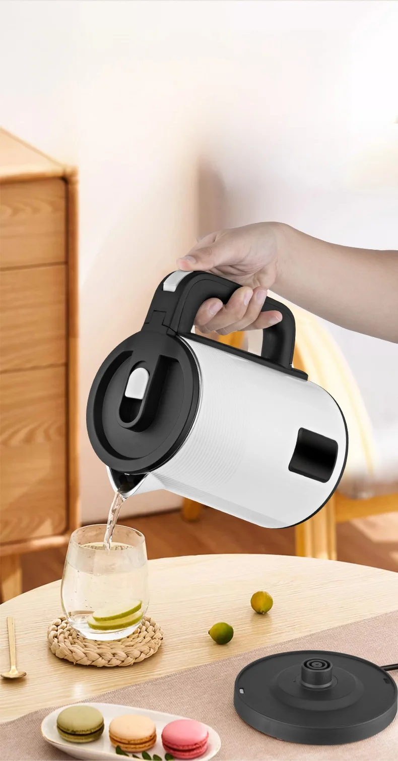 OEM Customizable 1.8L Double Wall Electric Kettle Cordless Teapot Fast Boiler Stainless Steel Portable Home Hotels Tea Glass