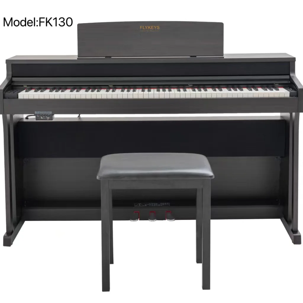 LCD Display Upright Piano Wooden Panel Professional 88 Keys Hammer Action Keyboard Flykeys FK130