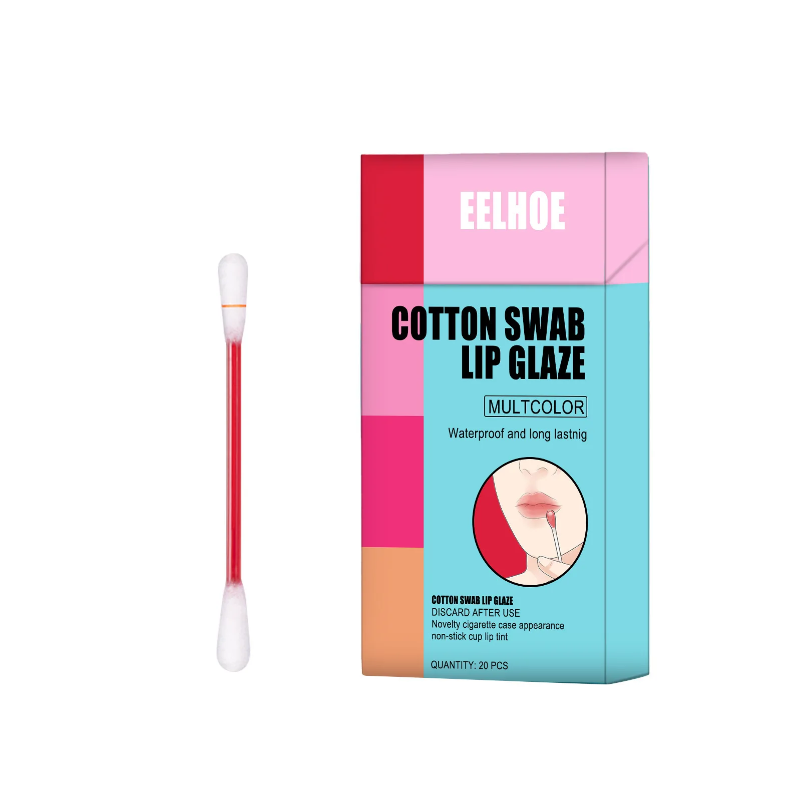 Cotton swab lip gloss new velvet matte creative tattoo lip gloss private label 20pcs/box wholesale