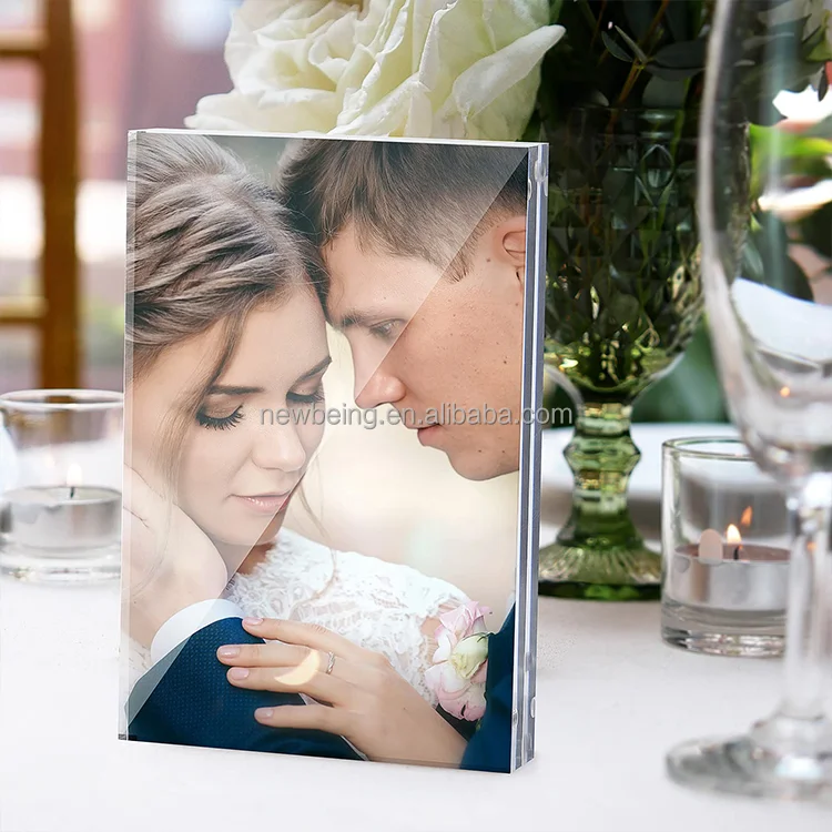 Sublimation Fashion Wedding Magnet Picture Frame Luxury Acrylic Magnetic Photo Frame Custom 5x7 Inch Acrylic photo frame