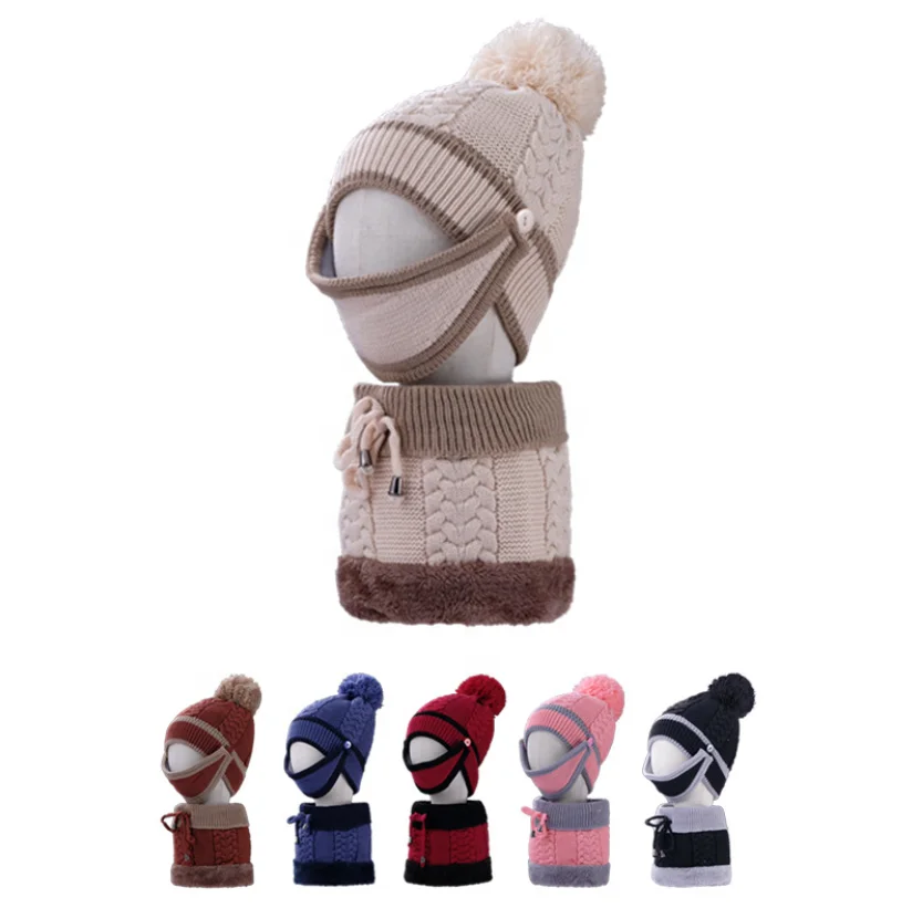 Warm Scarf Thick Windproof Balaclava Multi Functional Hat Scarf Set For Women