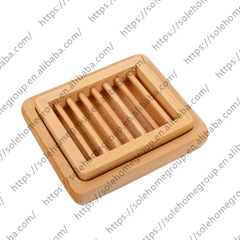 home bamboo wood soap box holder, double layer draining soap box hand craft bathtub shower dish accessories keeps soap dry