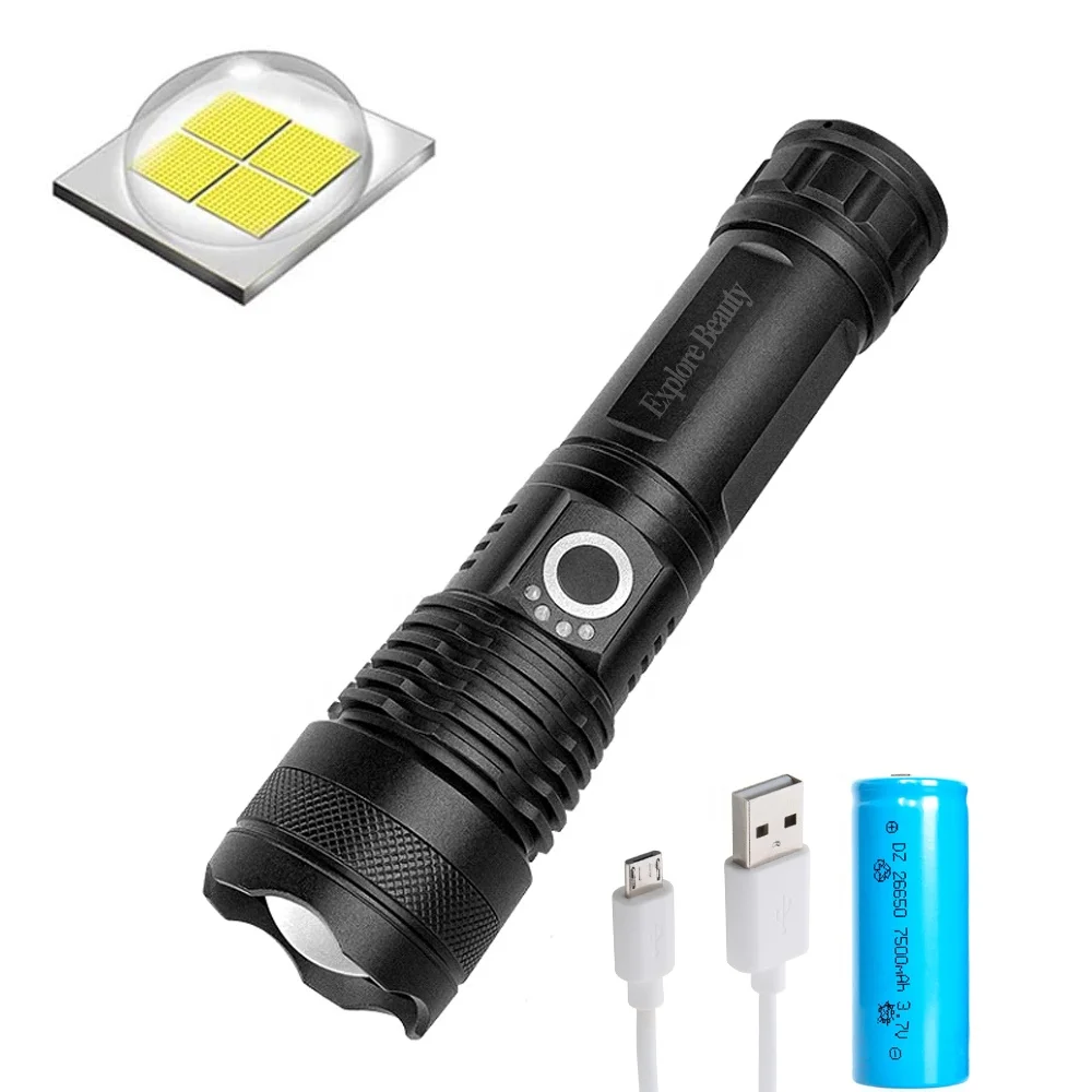  Алюминиевый 18650 Аварийный карманный 10 Вт Usb фонарик перезаряжаемый тактический светодиодный фонарики с индикатором