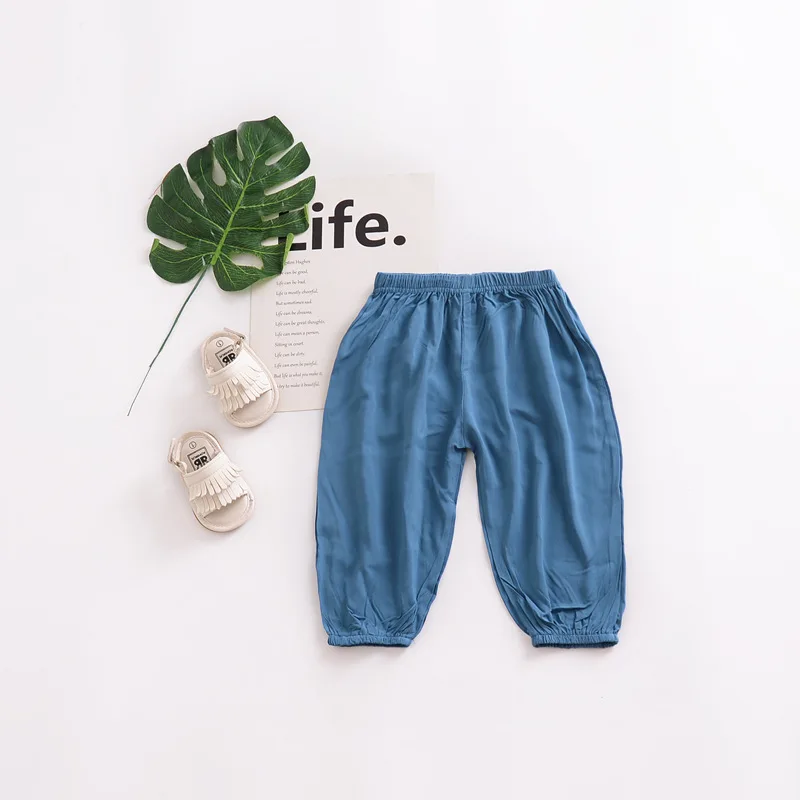
Wholesale Children pants thin summer air conditioning pants boys girls blue pants baby casual trousers 