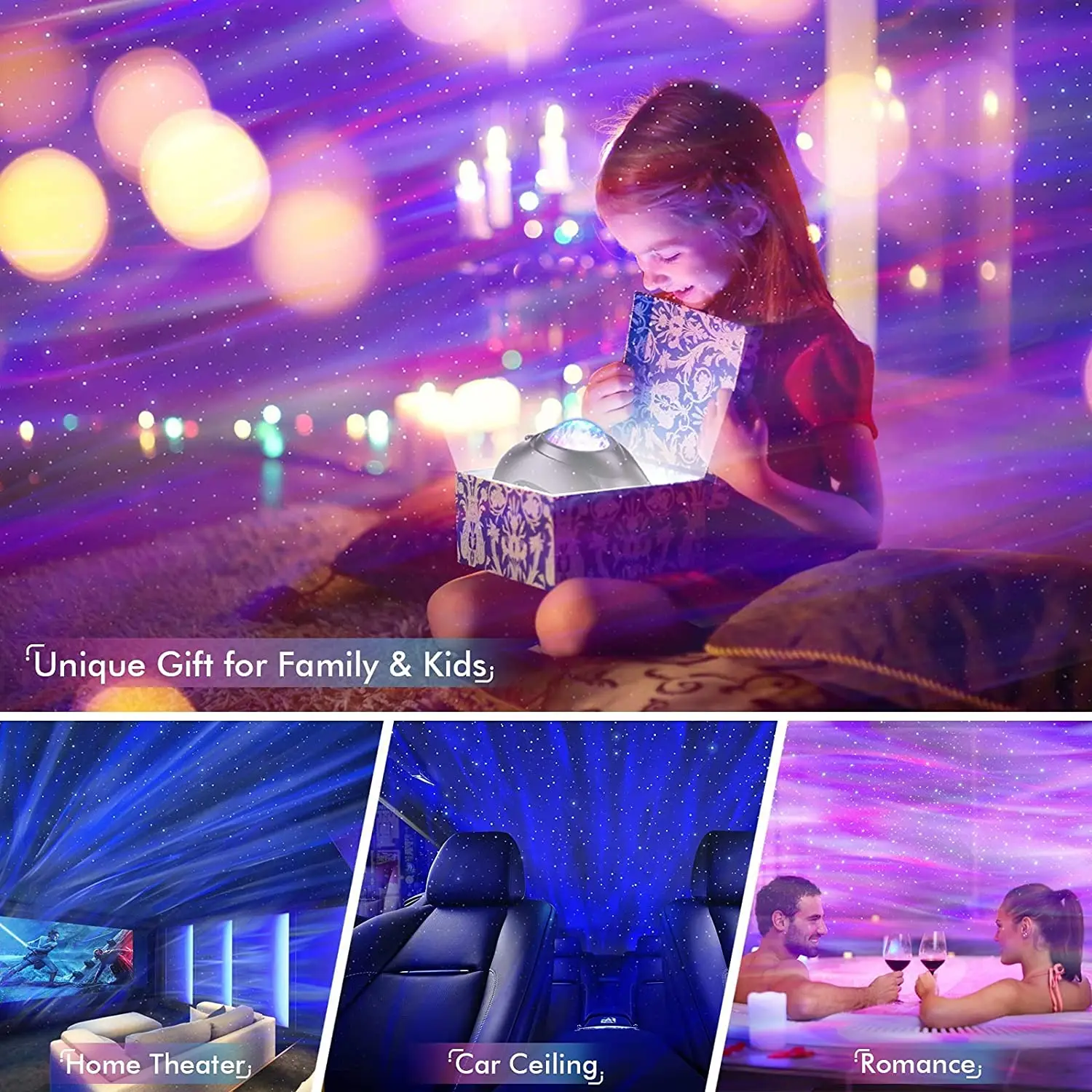 WIFI Smart APP Galaxies Projector includes 3 main Scenes of Aurora Starry Sky Planets music led sky projector