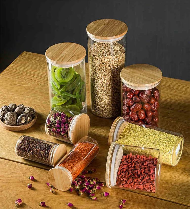 
New Glass Storage Jar With Sealed Lid Multigrain Jar Kitchen Supplies 