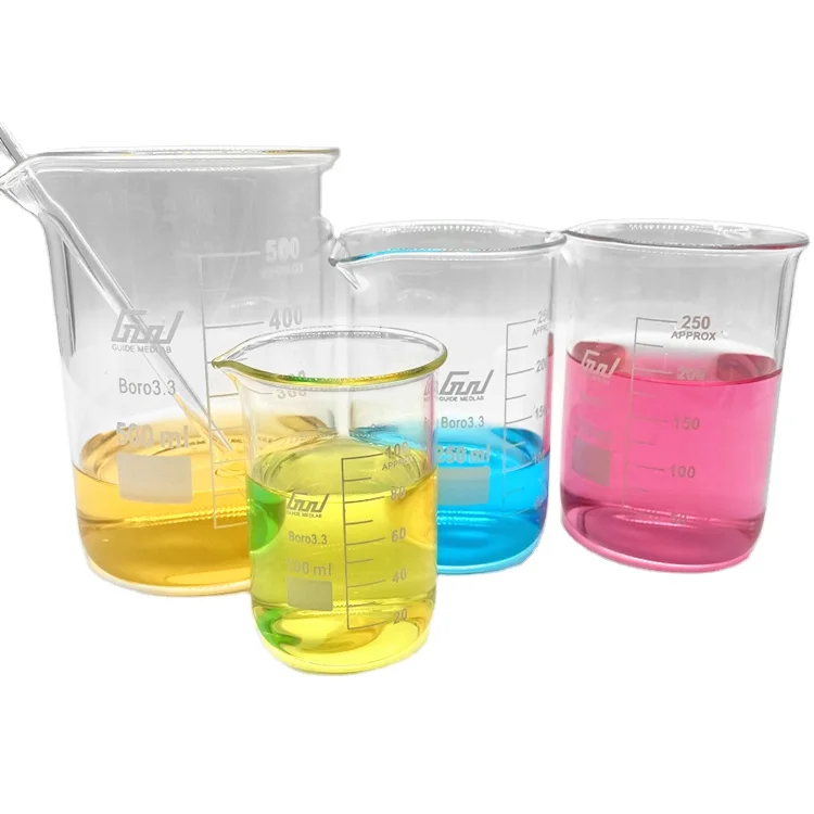 Customized logo beakers 100ml 250ml high borosilicate glass beaker for lab