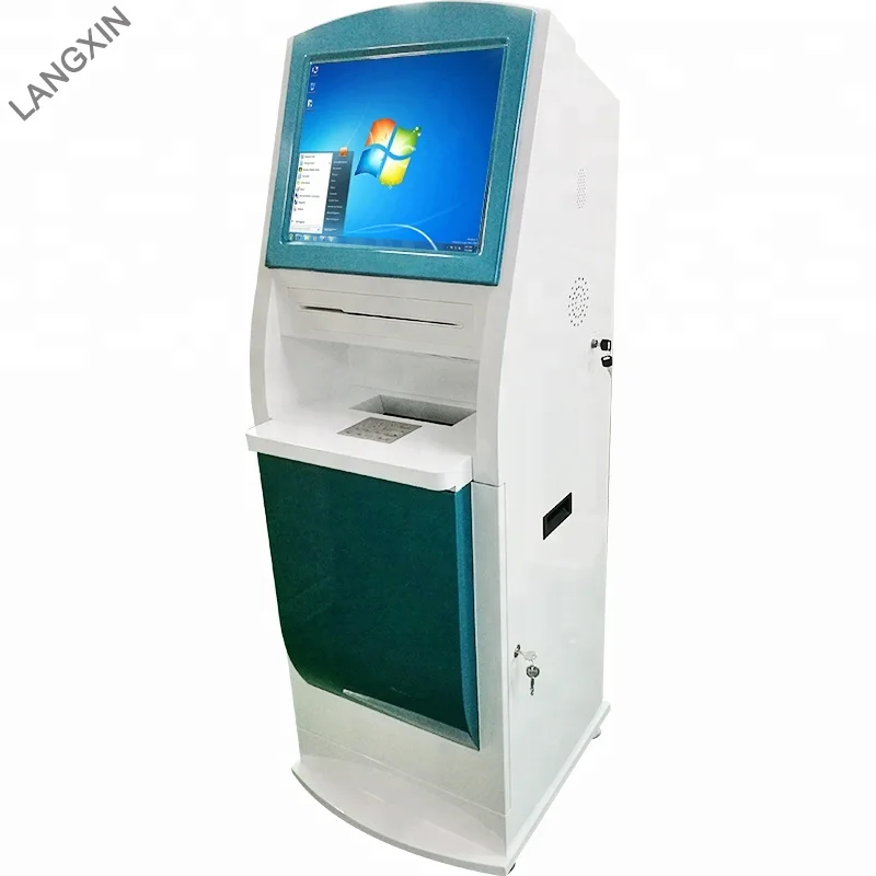 Intelligent Passport scanner kiosk self printing bank card and ID card reader self service cashless payment machine for Airport