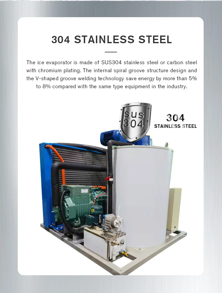 ICEUPS Good Price 300 Kg New Design Industrial Flake Ice Making Machines For Seafood Freezing Flake Ice Machine