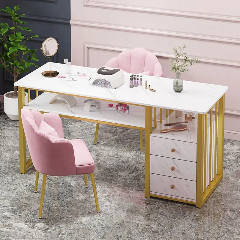 Ekintop MORE DESIGN Light Luxury Wholesale Manicure Table And Chair Set Modern Beauty Salon Nail Table