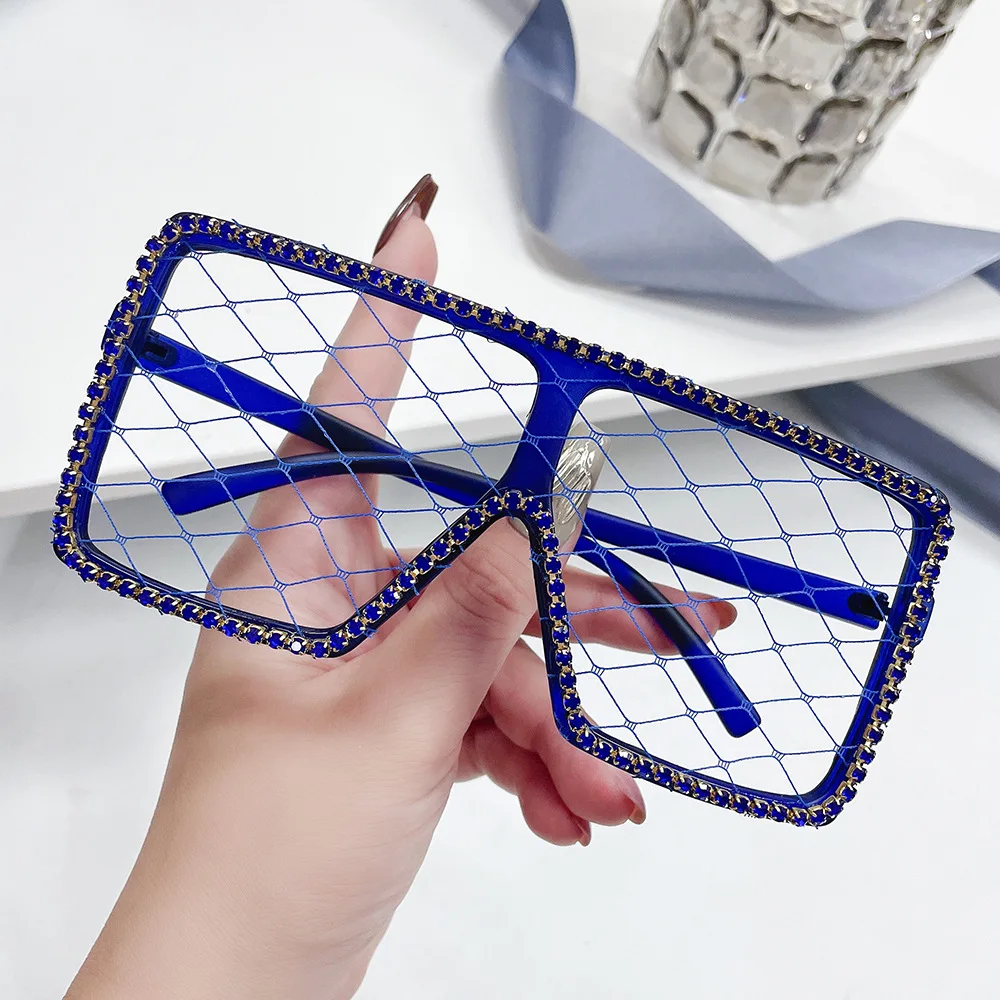 Hot Sale Rhinestone Diamond Glasses Personality Rhinestone Frames Without Lens Sexy Party Queen Glasses