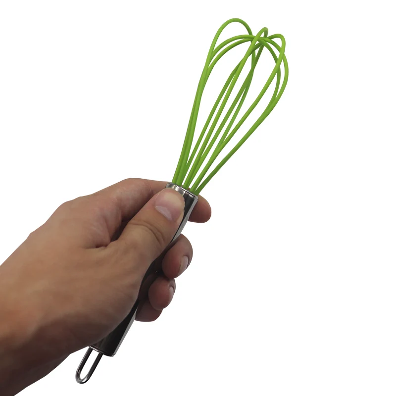 Food Grade Silicone Whisk With Stainless Steel Handle Egg Beaters 8 inch Hand Power Butter Blender For Whisking