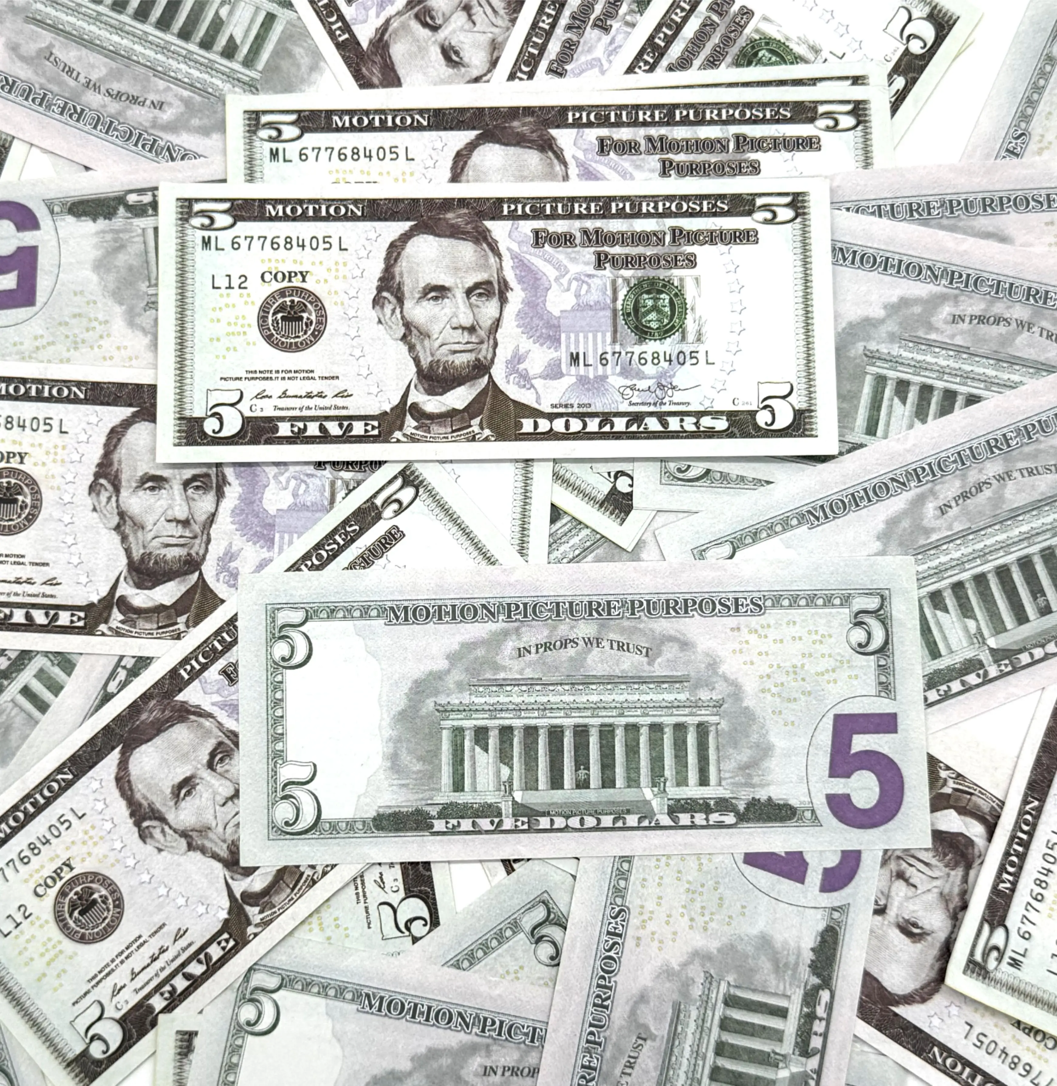 High Quality $5 Prop Bills 5 USD Prop Money Banknotes for Film, Photography & Event Use
