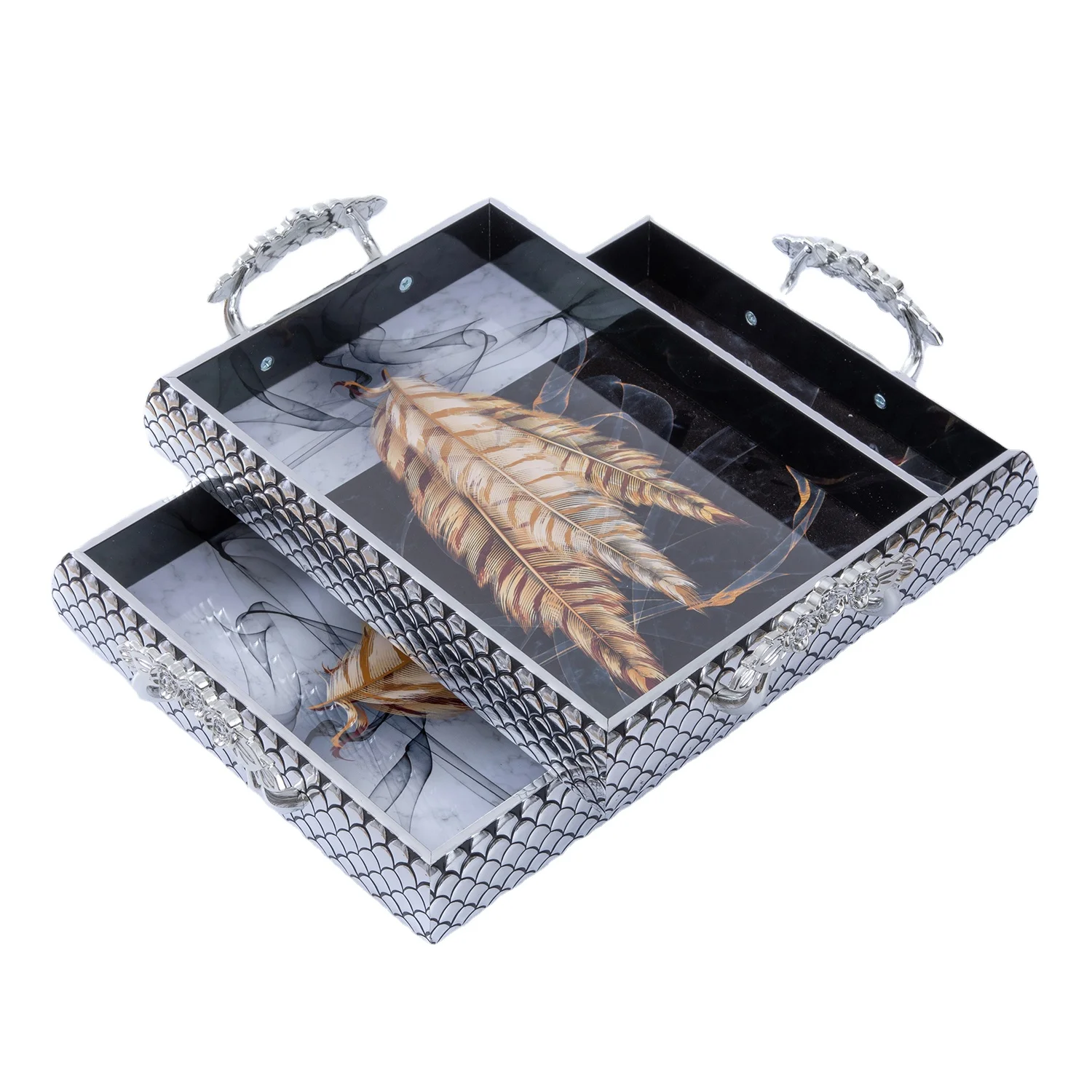 
Wholesales high quatity food tray with handle for hotel restaurant home serving tray 