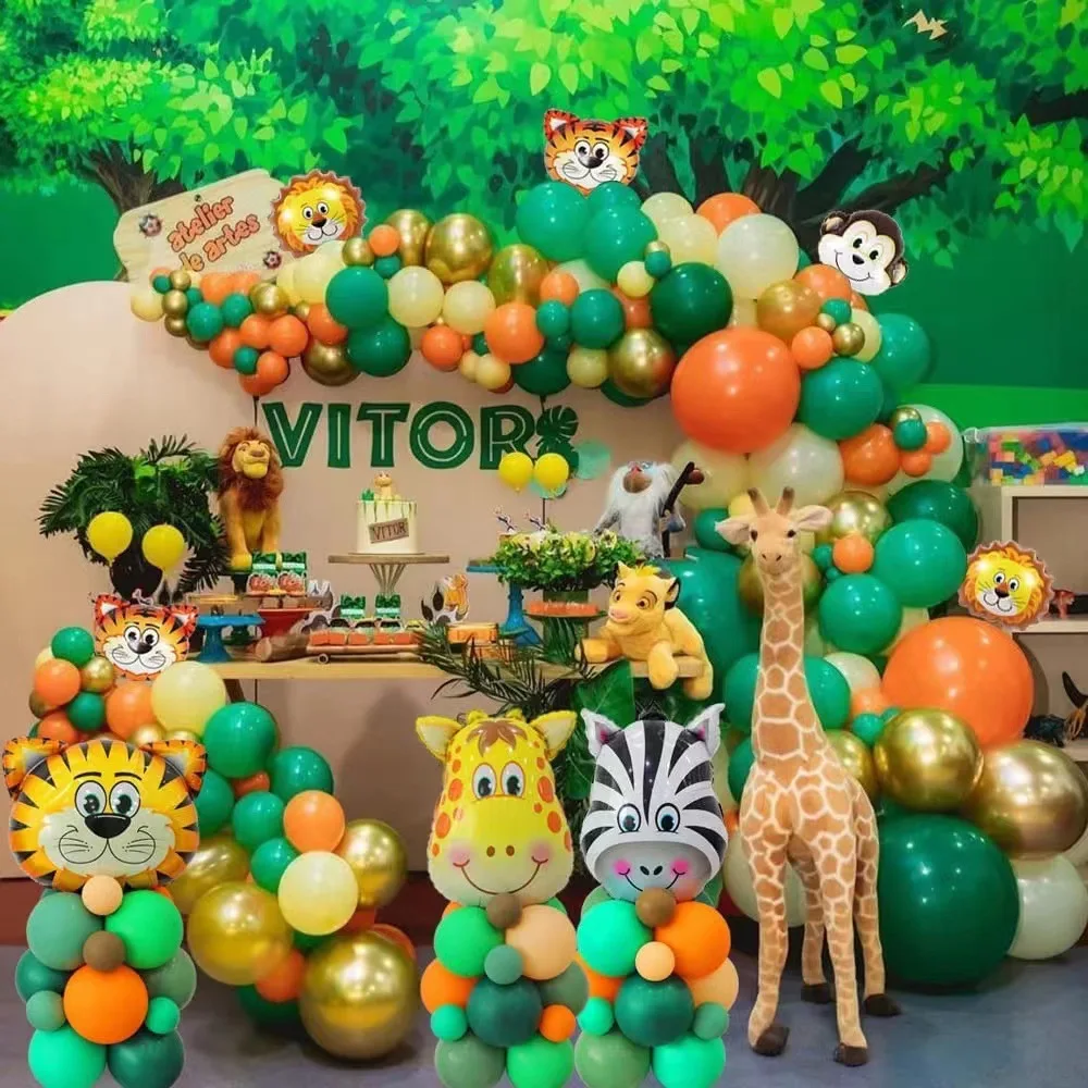 5 13 18 20 inch giraffe forest monkey zebra Tiger Zoo Balloons Baby Birthday New Born Decoration Theme Party Balloon Set