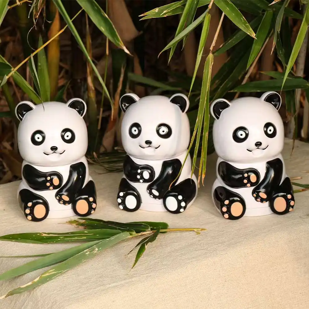 Chinese 2024 New Wholesale Panda Zinc Alloy Tobacco Grinder 75mm 4 Layers Metal Herb Grinder crushers Machine for Smoking Shop