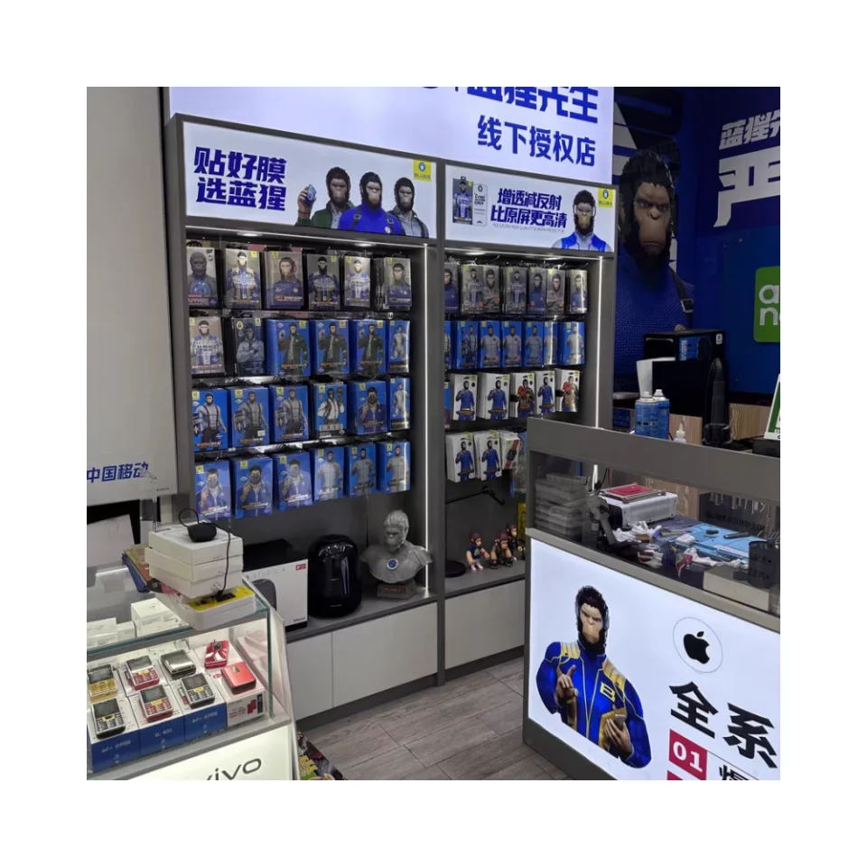 Modern Accessories Glass Soft Led Screen Vitrine Mobile Phone Case Display Showcase Custom Shopping Mall Kiosk for Cell Phone